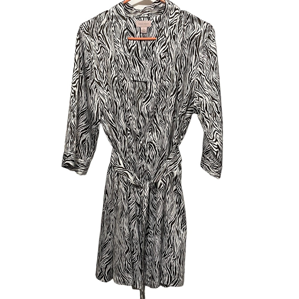 Cabernet Sleepwear Robe Women's Large‎ Brown Animal Print Belted Fast Shipping